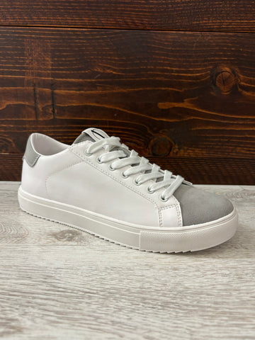 Sneakers pelle bianche/grigie