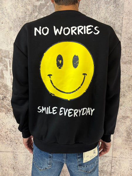 Felpa girocollo nera Smile
