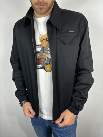 Camicia/giacca nylon nera con zip