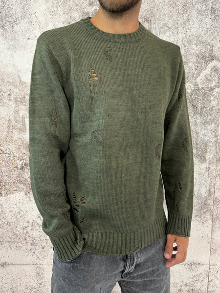 Maglione verdone rotture e cuciture