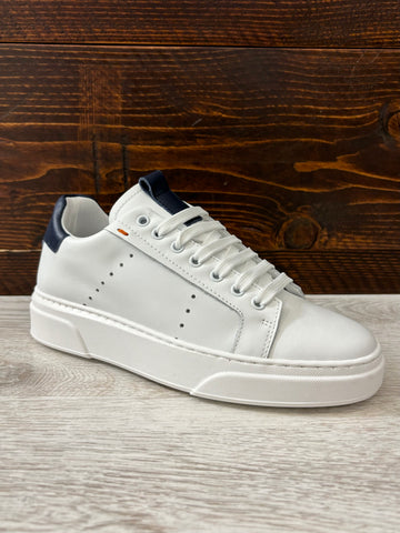 Sneakers pelle bianca/blu navy