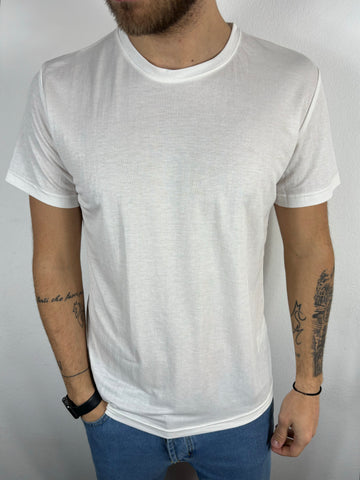 T-Shirt basic bianca viscosa/nylon