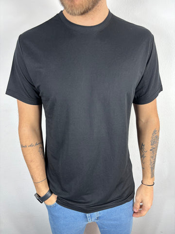 T-Shirt basic nera viscosa/nylon
