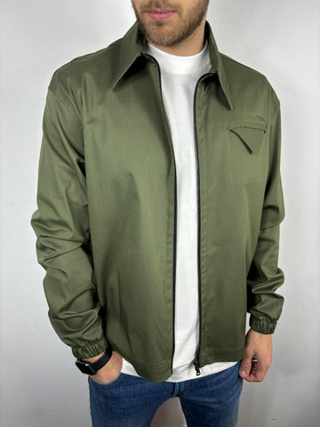Camicia/giacca nylon verde militare con zip