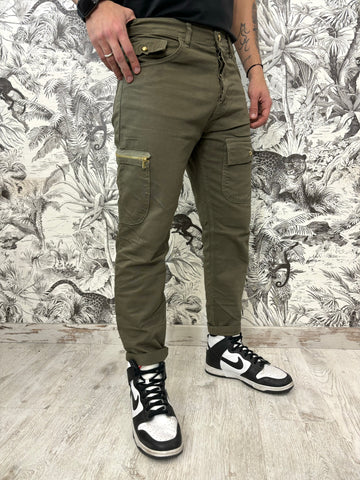 Pantalone tasconato col. verde militare