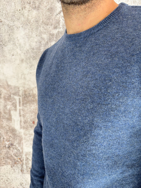 Maglione blu misto cashmere