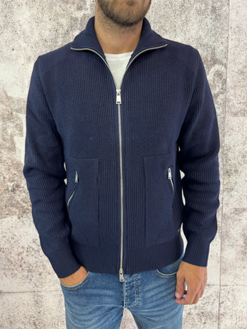 Maglione full zip blu