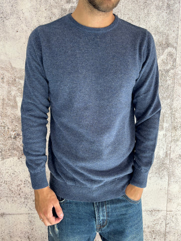 Maglione blu misto cashmere