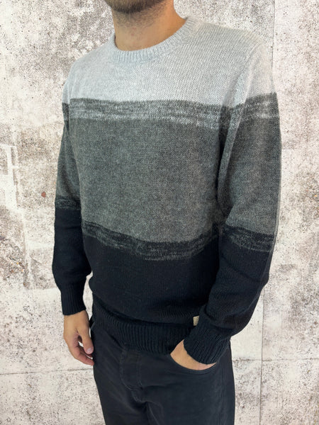 Maglione tricolore ghiaccio/grigio/nero