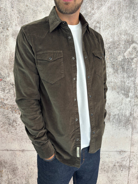 Camicia velluto verde militare