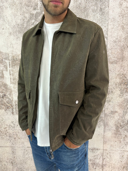 Giacca ecopelle militare