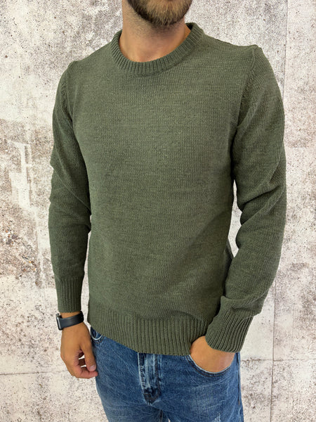 Maglione ciniglia verde militare