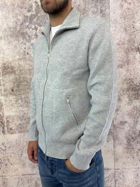 Maglione full zip grigio