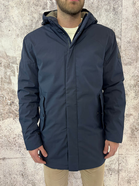 Giubbotto parka lungo col. Blu