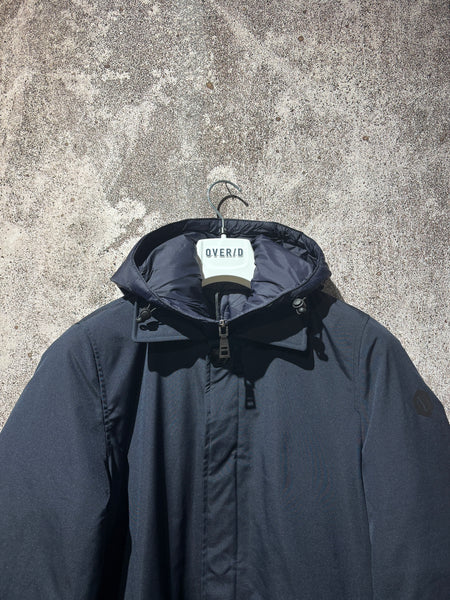 Trench con cappuccio blu