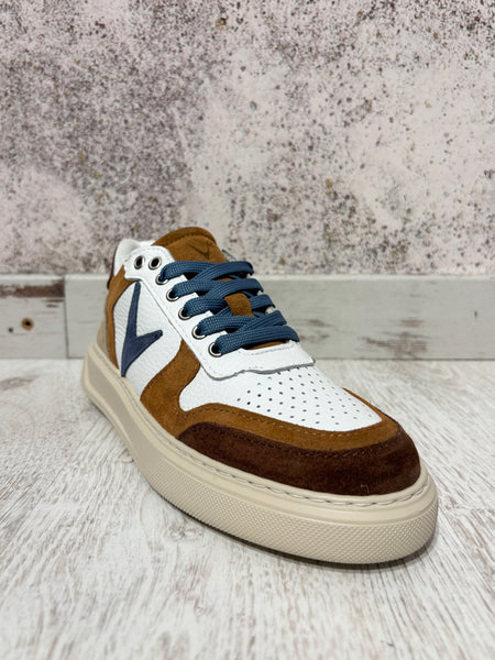Sneakers superstar bianca/moro/cuoio/azzurra