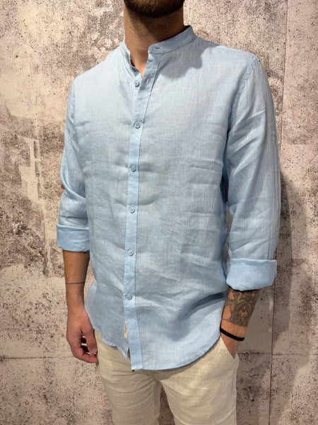 Korean light blue linen shirt
