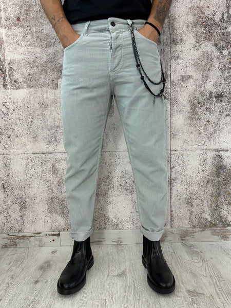 Pantalone velluto costine grigio