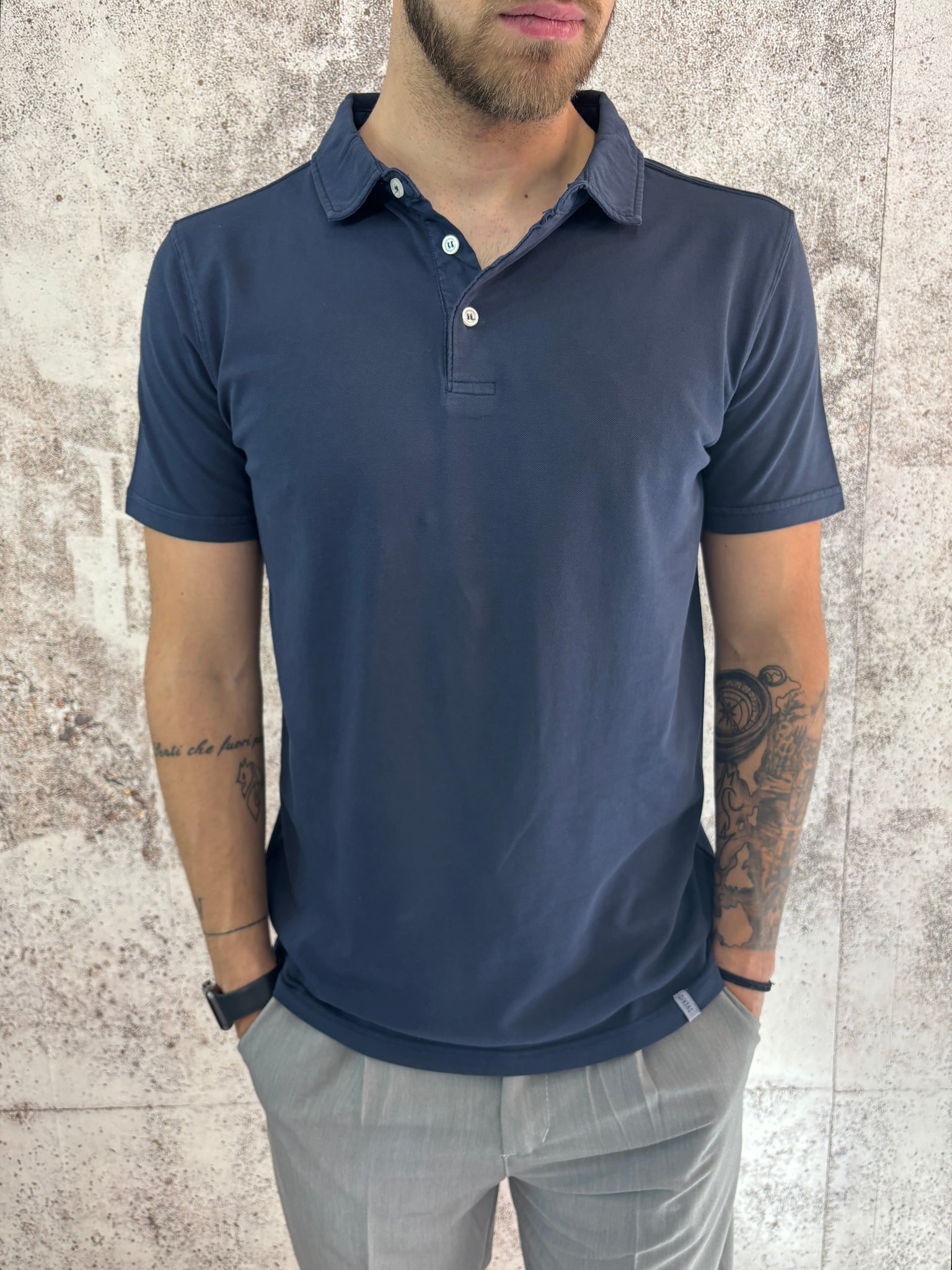 Polo cotone tinto capo blu