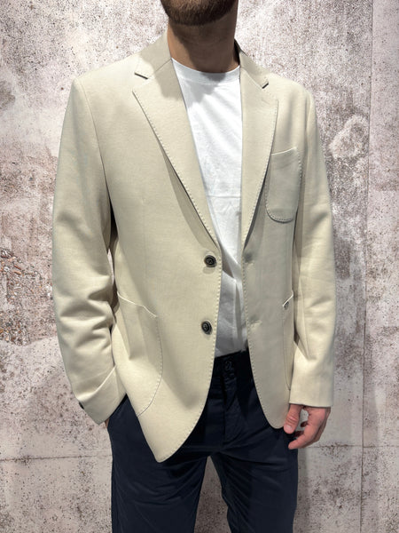 Giacca monopetto jersey beige