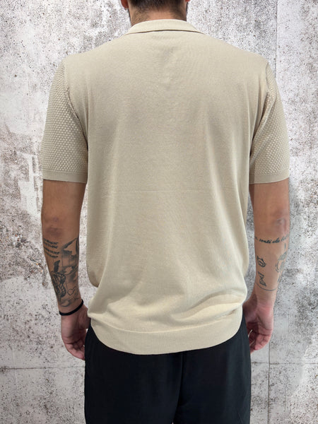 Polo in maglia lavorata zip beige