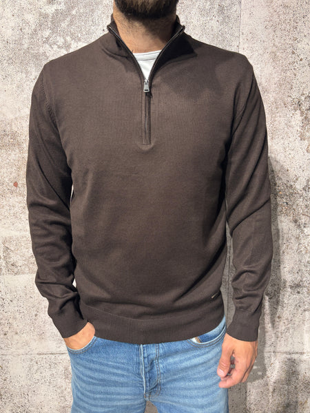 Maglioncino mezza zip coffee GL3513