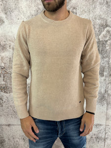 Maglione girocollo ciniglia camel