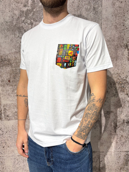 T-Shirt bianca taschino etnico