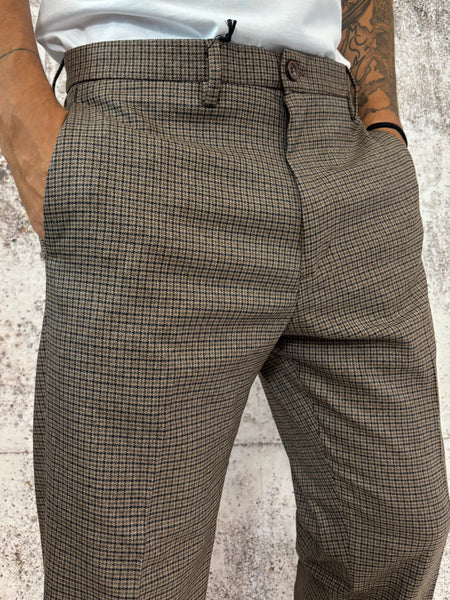 Pantalone beige pied de poule