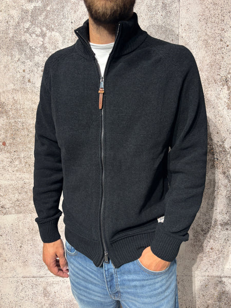 Maglione ciniglia full zip nero