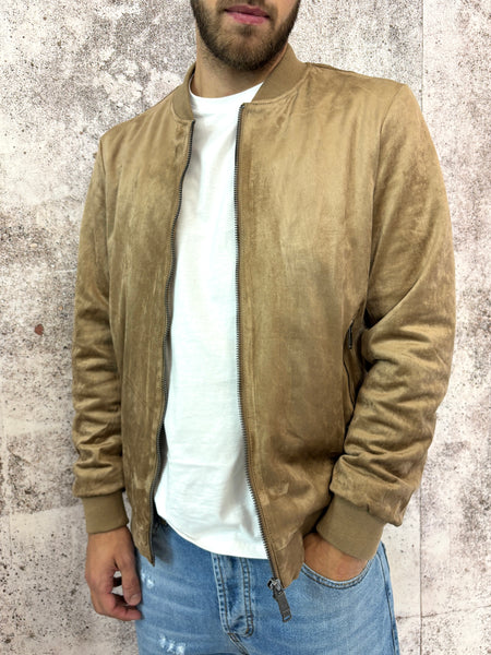 Bomber scamosciato beige