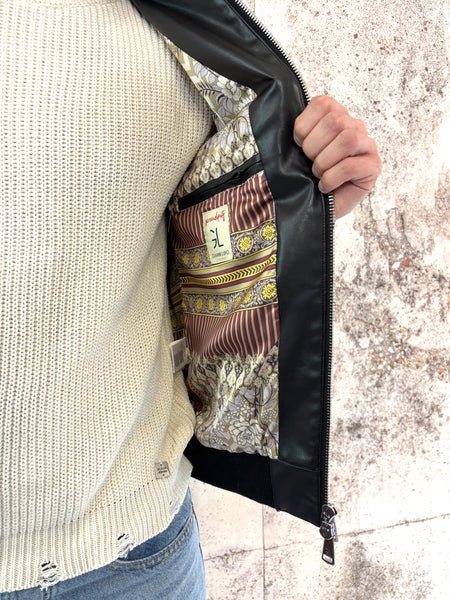 Giubbino bomber ecopelle nero