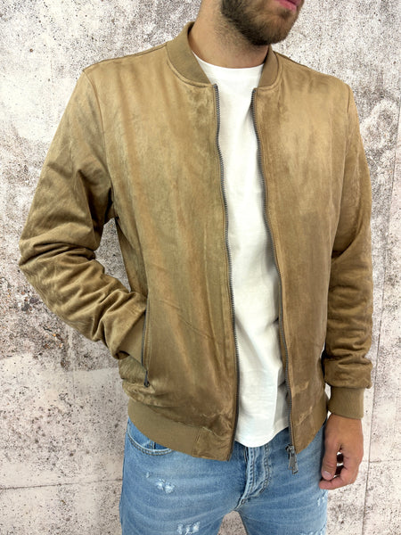 Bomber scamosciato beige