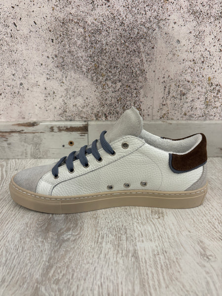 Sneakers Olympic bianca/marrone/blu jeans
