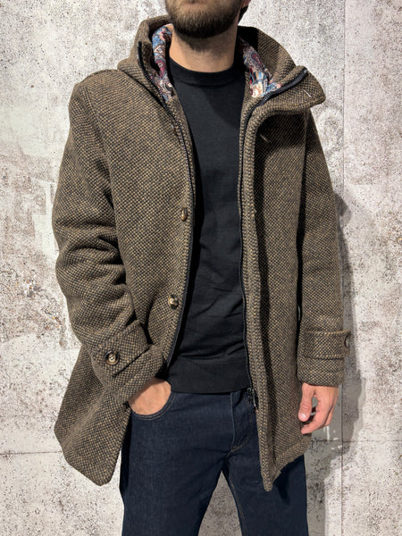 Cappotto mod. parka lana tabacco
