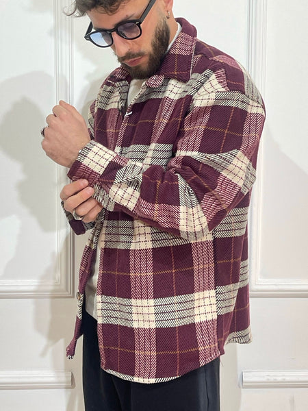 Camicia flanella scozzese bordeaux