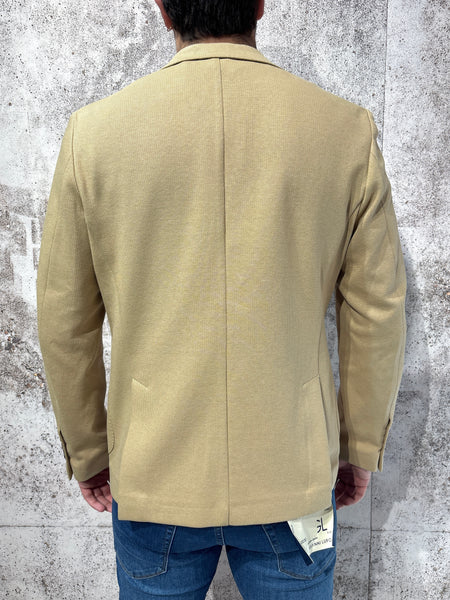 Giacca monopetto jacquard camel