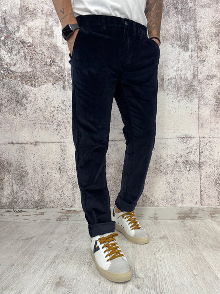 Pantalone chino velluto blu
