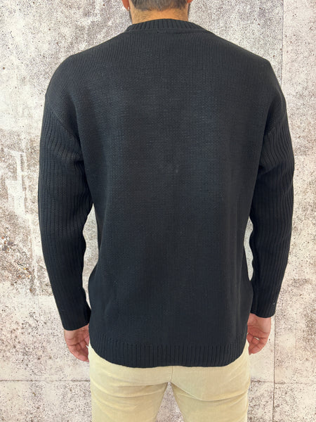 Cardigan nero zip scollo a V