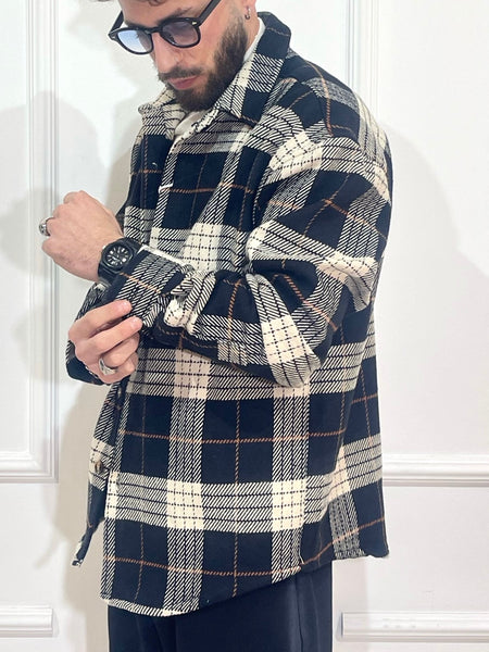 Camicia flanella scozzese nera