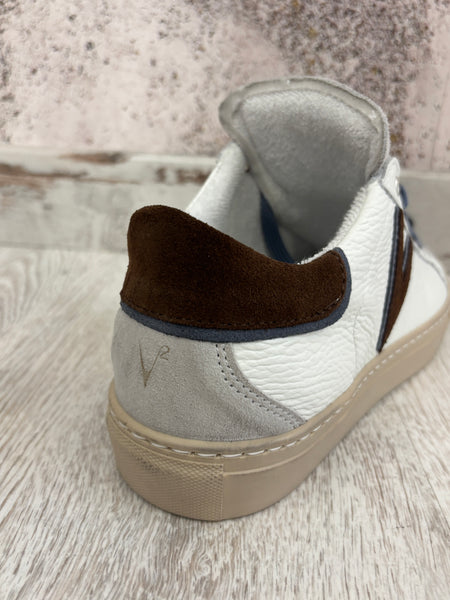 Sneakers Olympic bianca/marrone/blu jeans