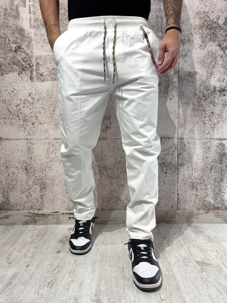White cotton palazzo pants