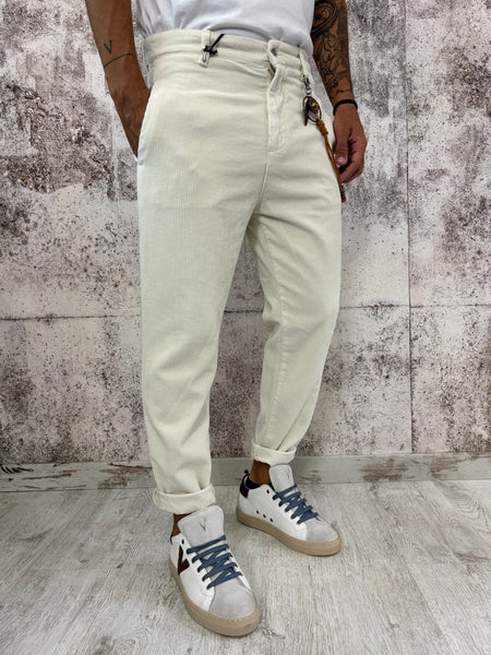 Pantalone panna velluto costine