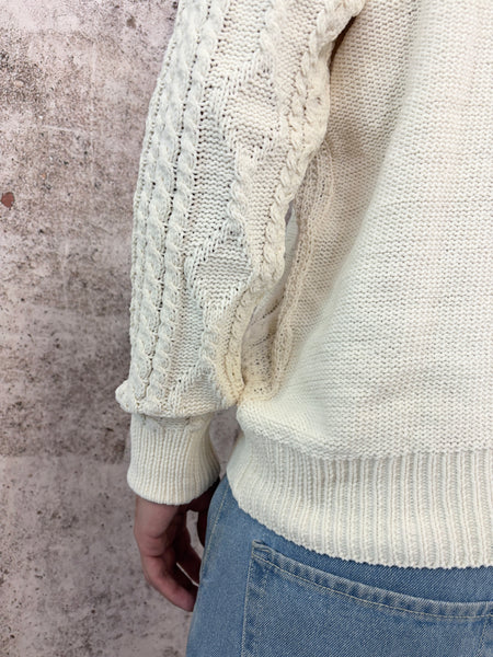 Maglione ciniglia trecce panna