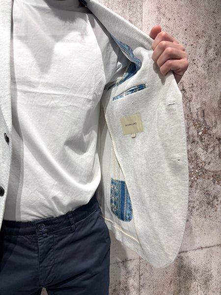 Giacca monopetto jacquard grigia