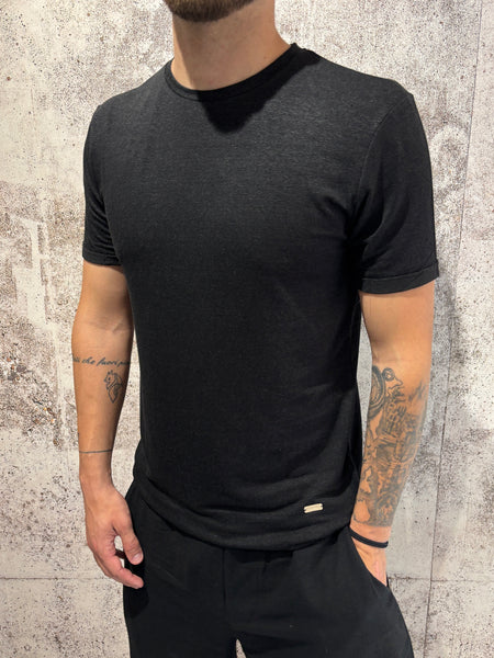 T-Shirt misto lino nera