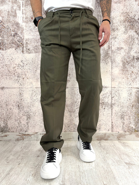Pantalaccio cotone palazzo col. Verde militare