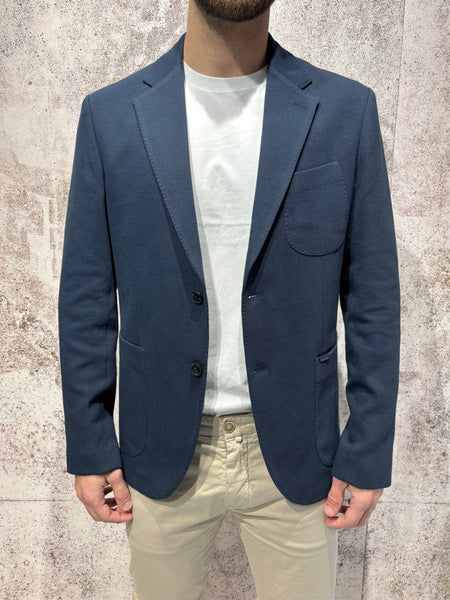 Giacca monopetto jacquard blu navy