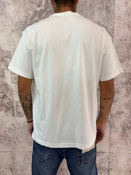 T-Shirt bianca logo cucito