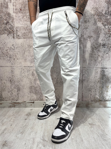 White cotton palazzo pants